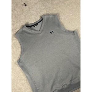 Under Armour Storm 1 Golf Sweater Vest Mens‎ 2XL Gray V-Neck Outdoor Logo Preppy